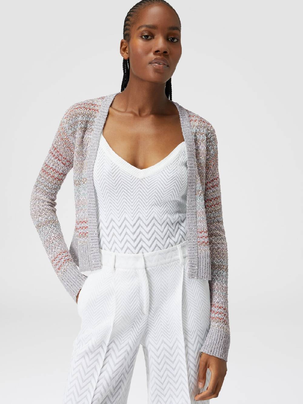 Missoni Cardigan corto in maglia a rete con paillettes Convenienza