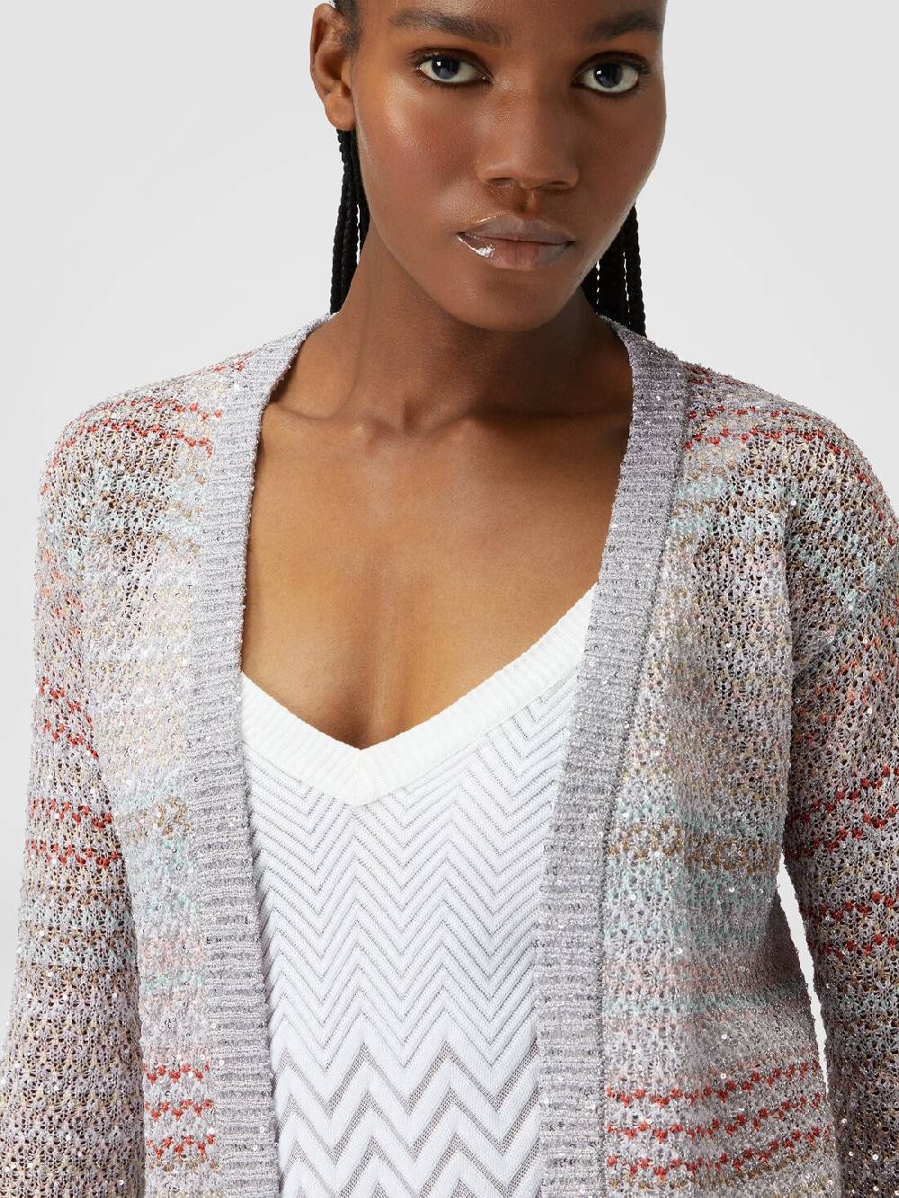 Missoni Cardigan corto in maglia a rete con paillettes Convenienza