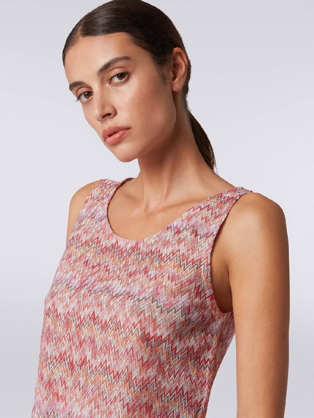 Missoni Canottiera in misto viscosa lamé chevron Presa