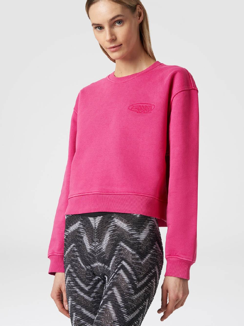 Missoni Felpa girocollo in cotone con logo Offerte