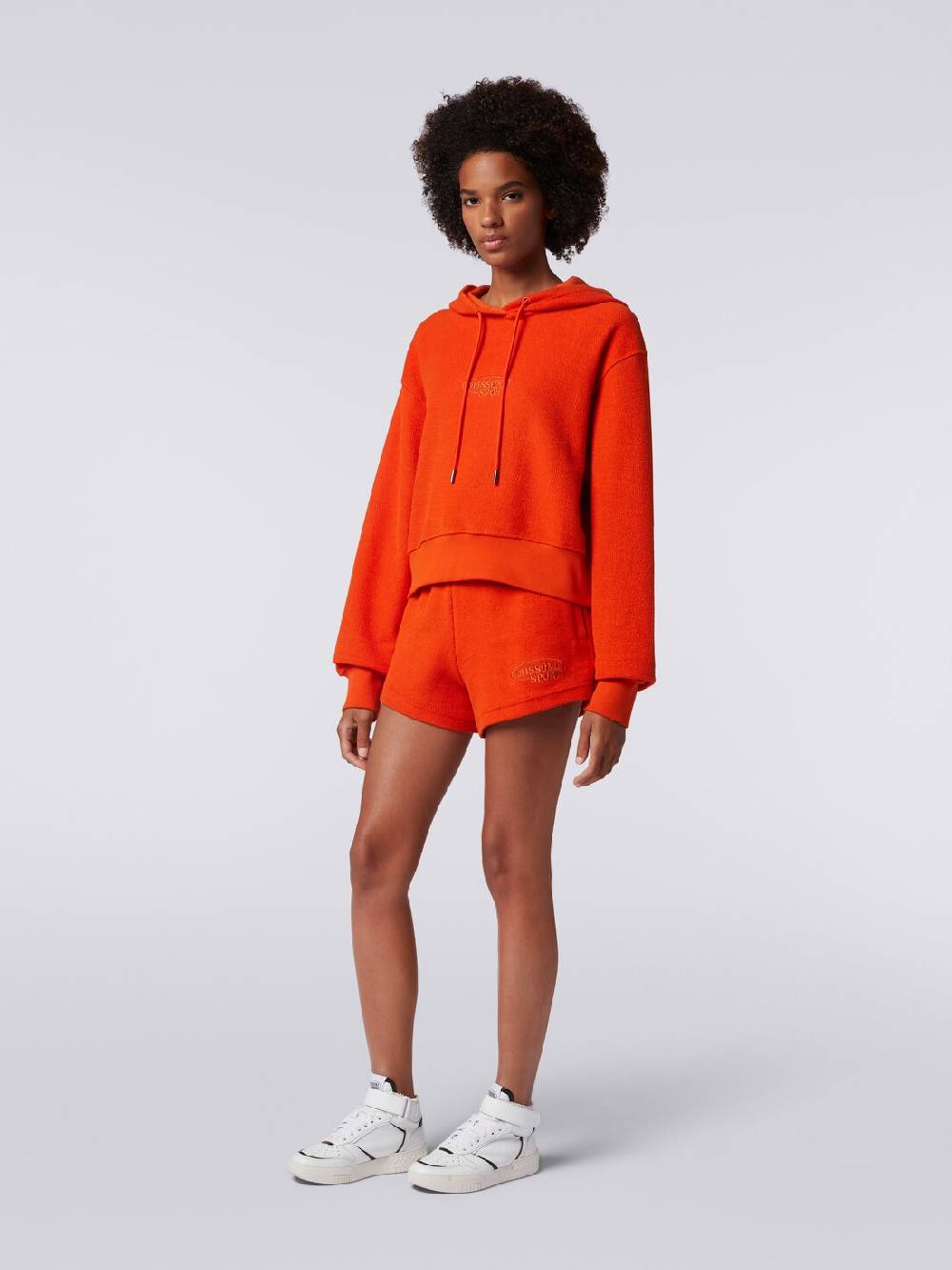 Missoni Felpa garzata crop con cappuccio e logo Prezzo Ridotto