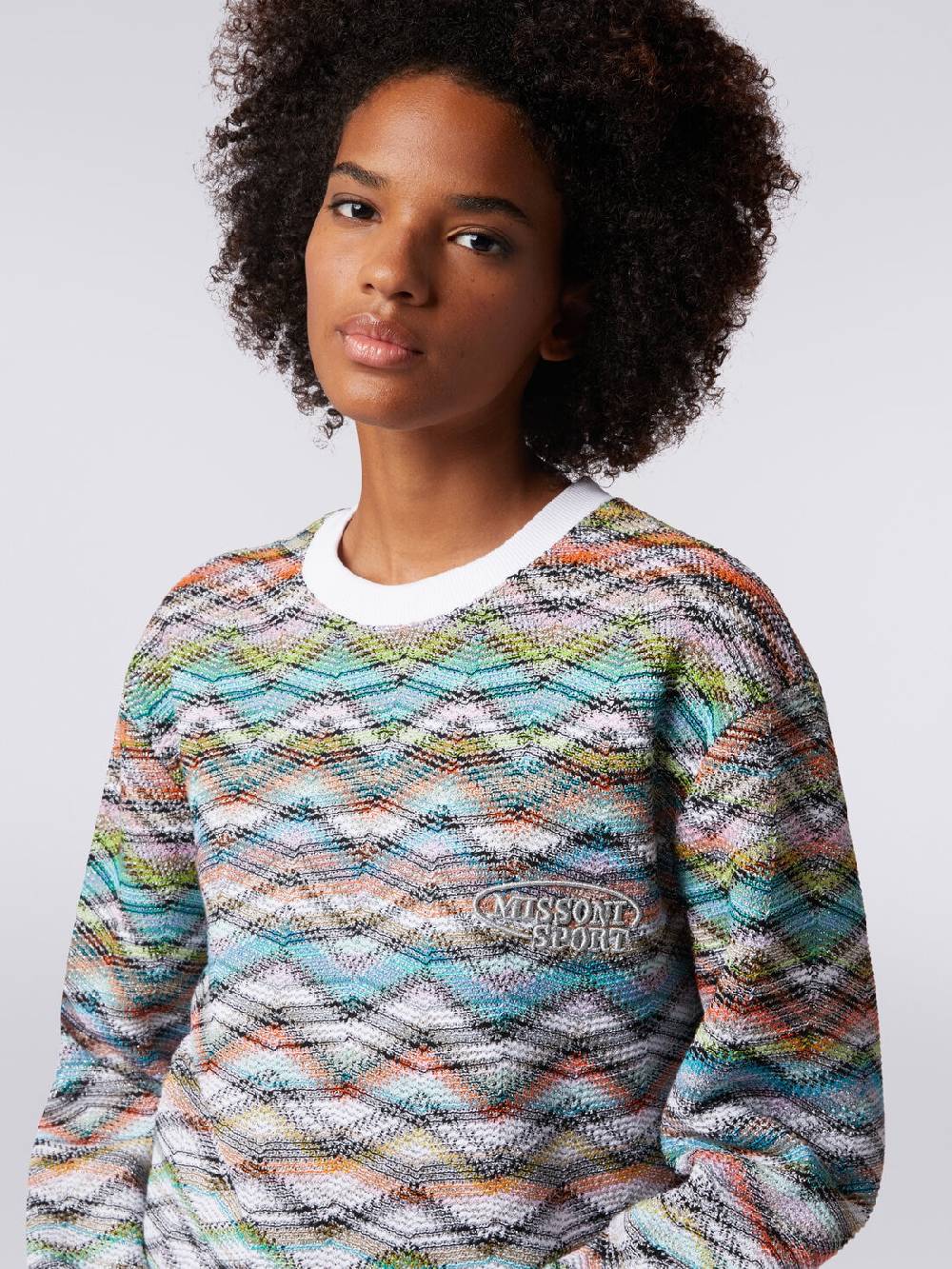 Missoni Felpa girocollo in maglia con lurex e logo Vendita Calda