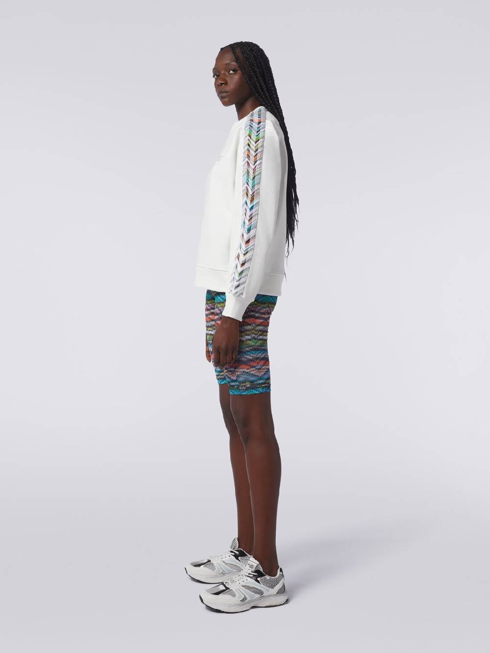 Missoni Felpa girocollo con logo e dettagli in maglia Saldi Di Fabbrica