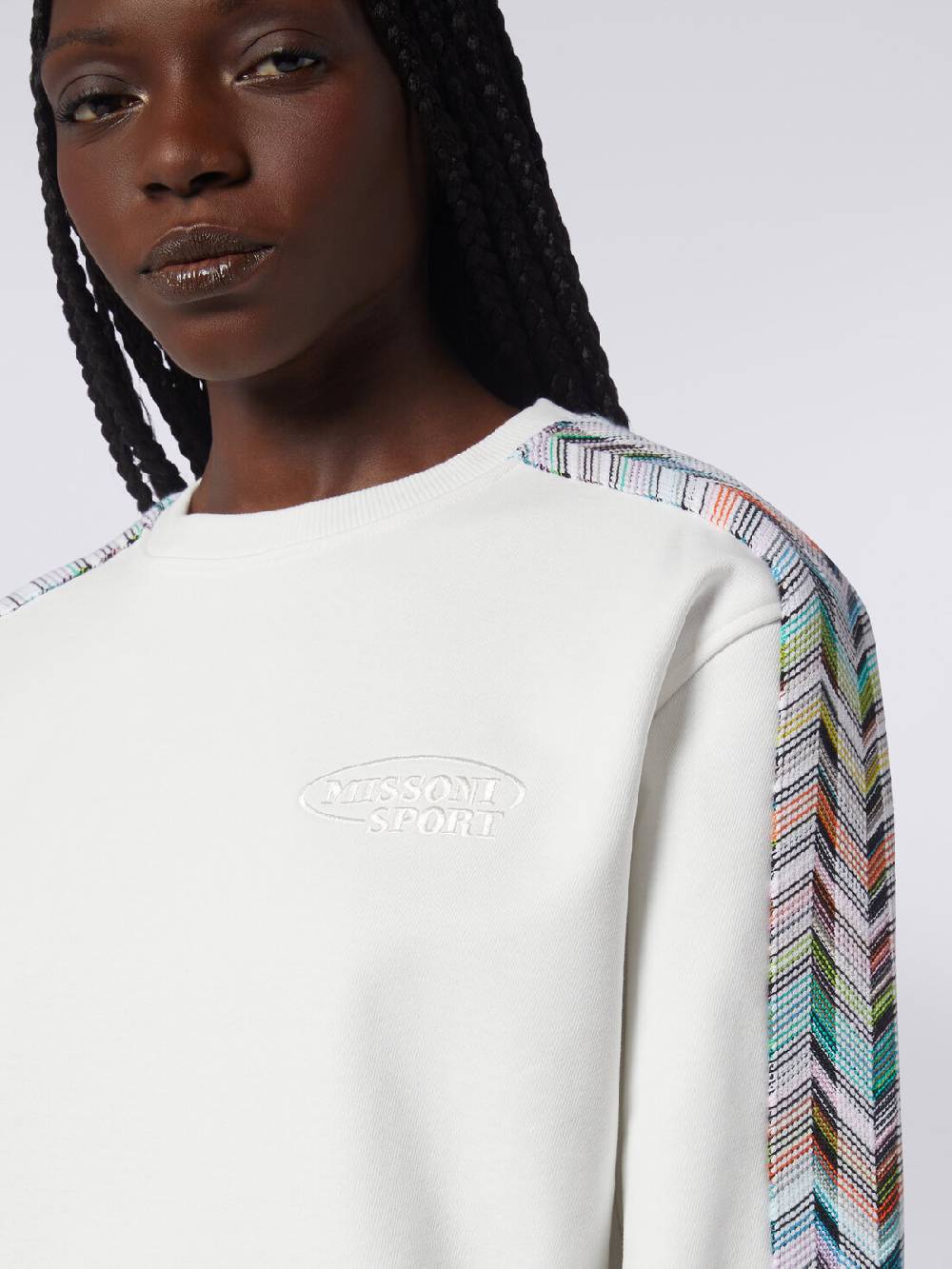 Missoni Felpa girocollo con logo e dettagli in maglia Saldi Di Fabbrica