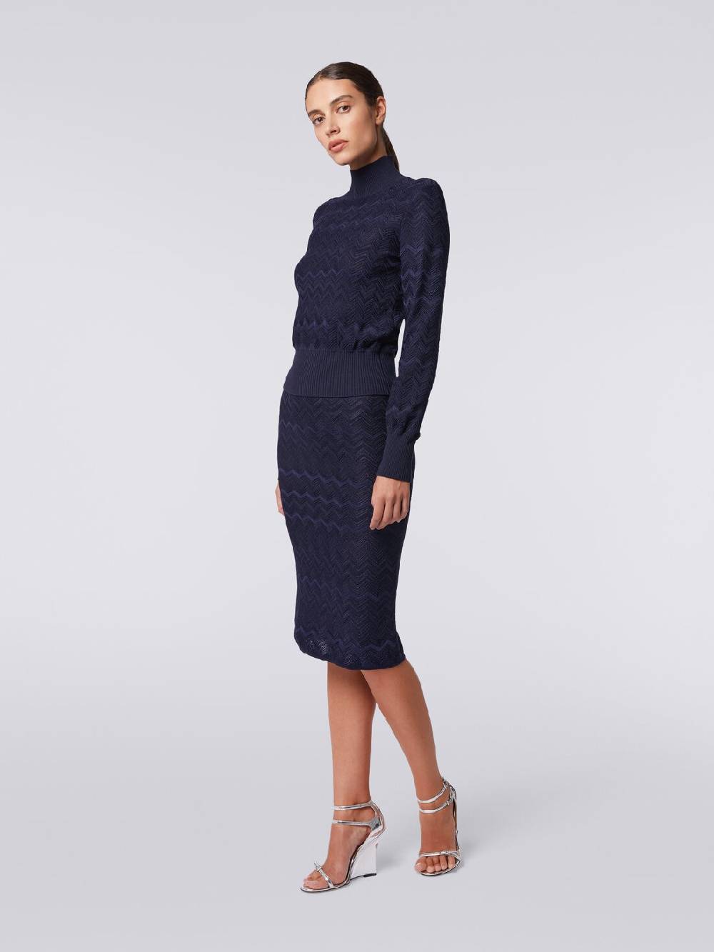 Missoni Gonna midi in viscosa e lana chevron Nuova