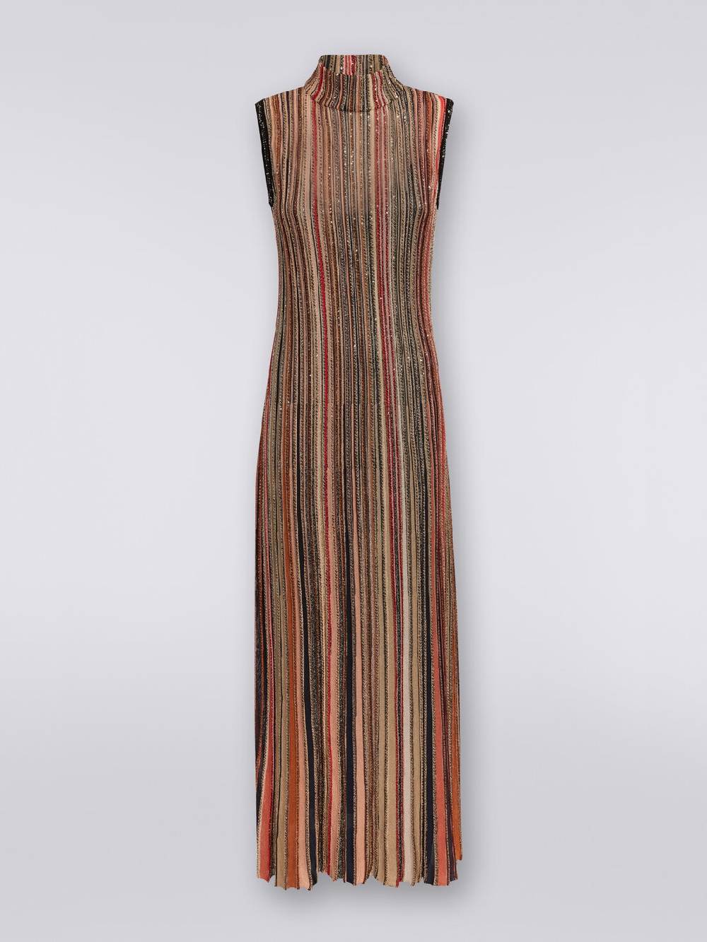 Missoni Abito lungo in maglia a righe verticali con paillettes 2025