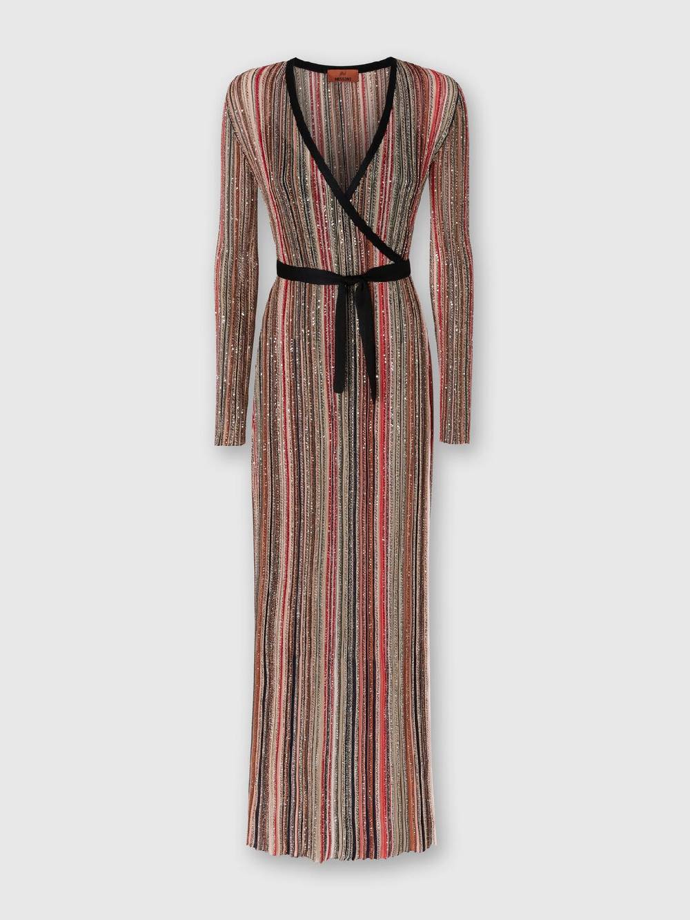Missoni Abito lungo con chiusura a portafoglio e paillettes Italy
