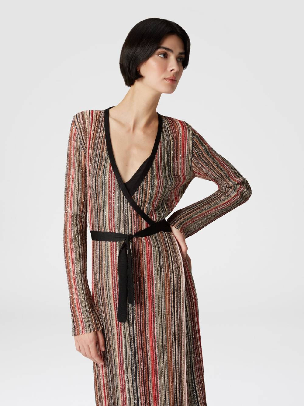 Missoni Abito lungo con chiusura a portafoglio e paillettes Italy