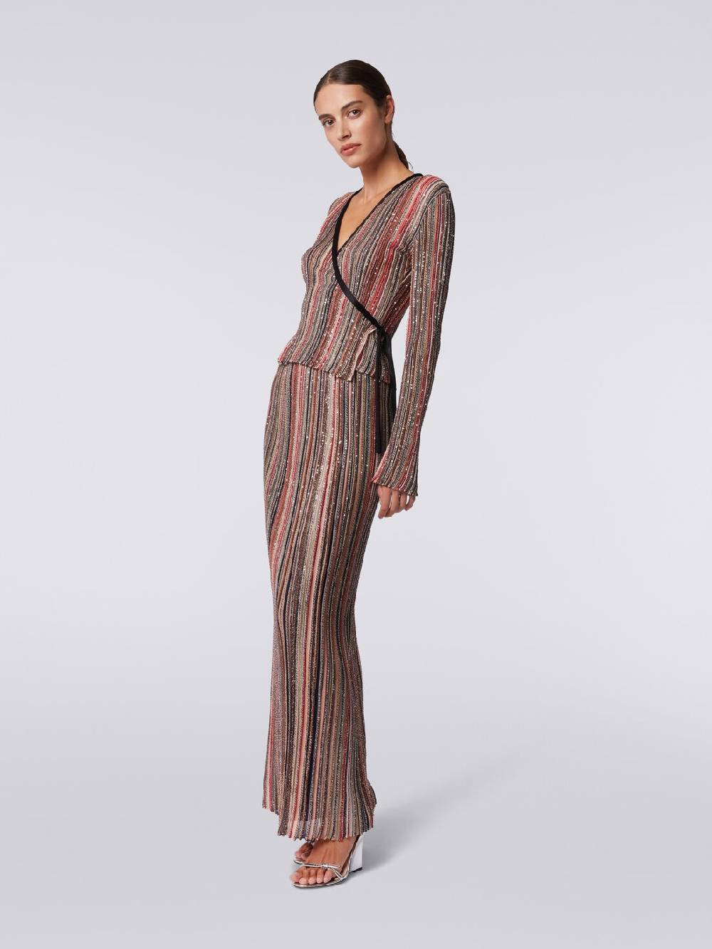 Missoni Gonna lunga plissée a righe verticali con paillettes Italia