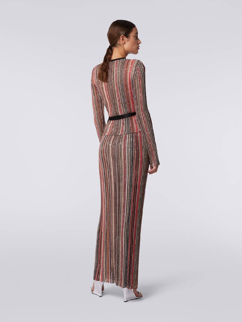 Missoni Gonna lunga plissée a righe verticali con paillettes Italia