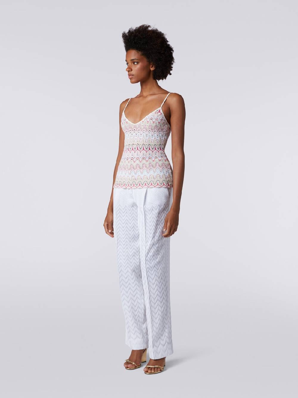 Missoni Top con scollatura a V e spalline in misto viscosa a onde effetto pizzo In Linea