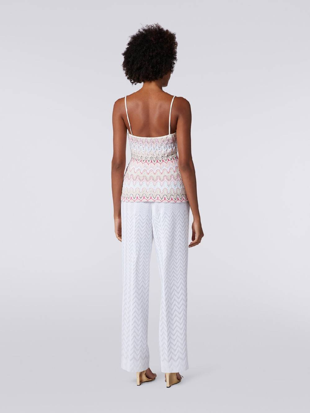 Missoni Top con scollatura a V e spalline in misto viscosa a onde effetto pizzo In Linea