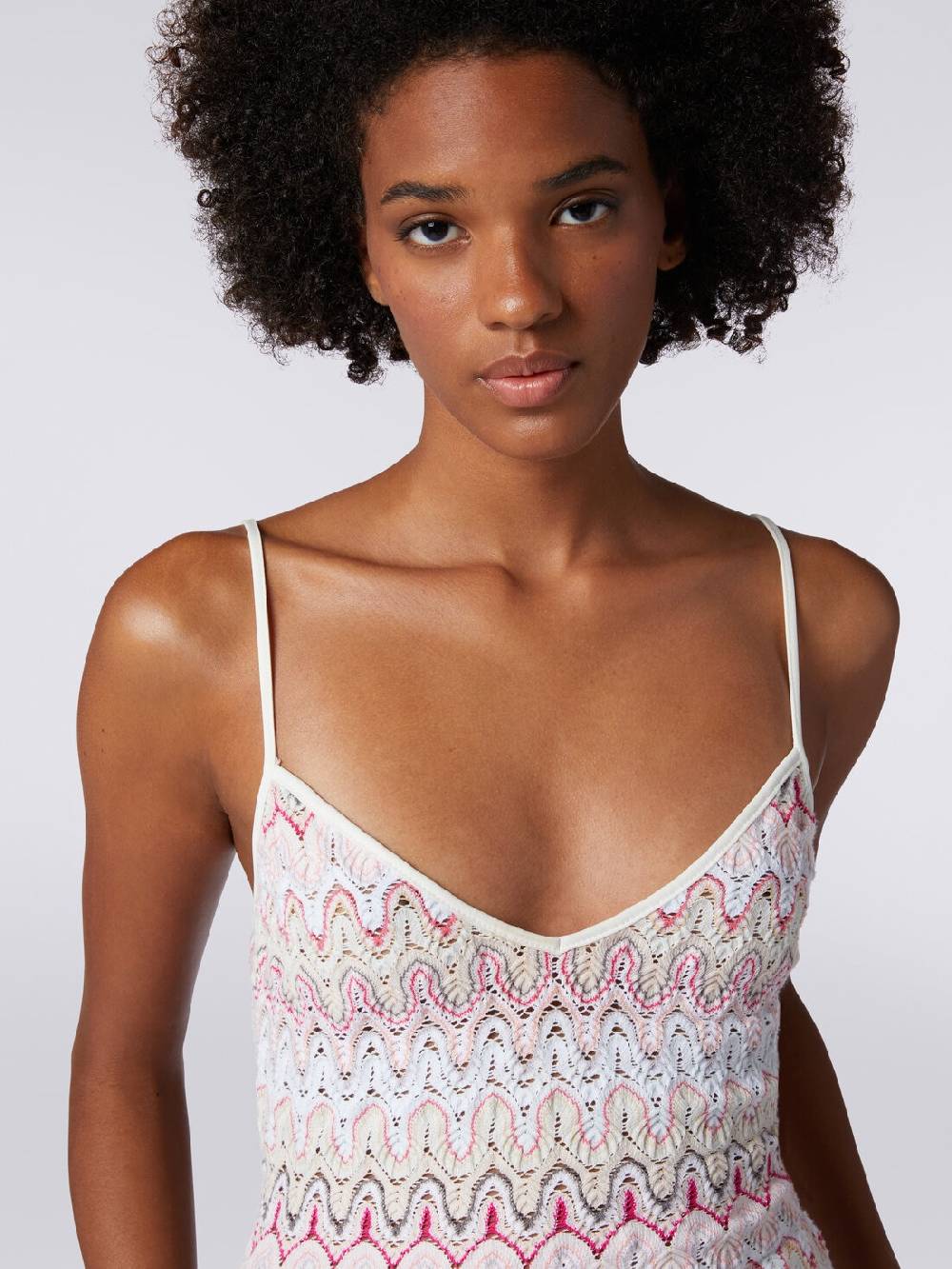 Missoni Top con scollatura a V e spalline in misto viscosa a onde effetto pizzo In Linea