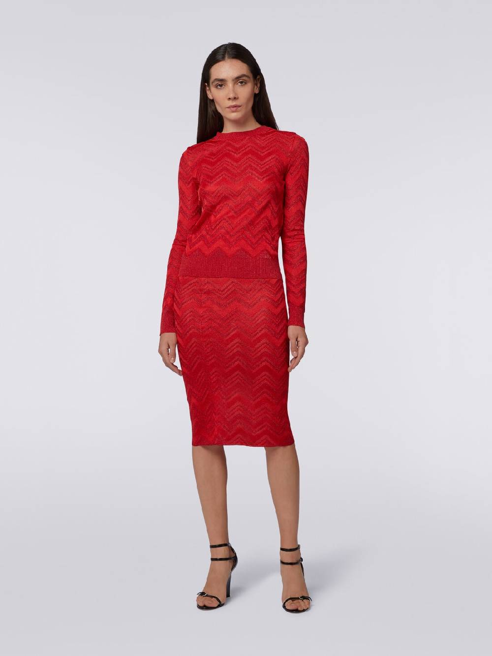 Missoni Gonna longuette in maglia zig zag con lurex
