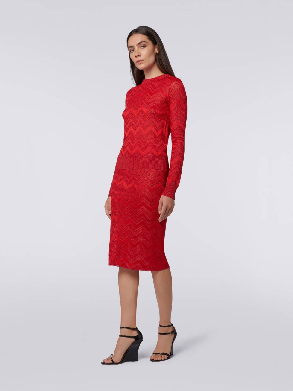 Missoni Gonna longuette in maglia zig zag con lurex Soddisfazione Garantita