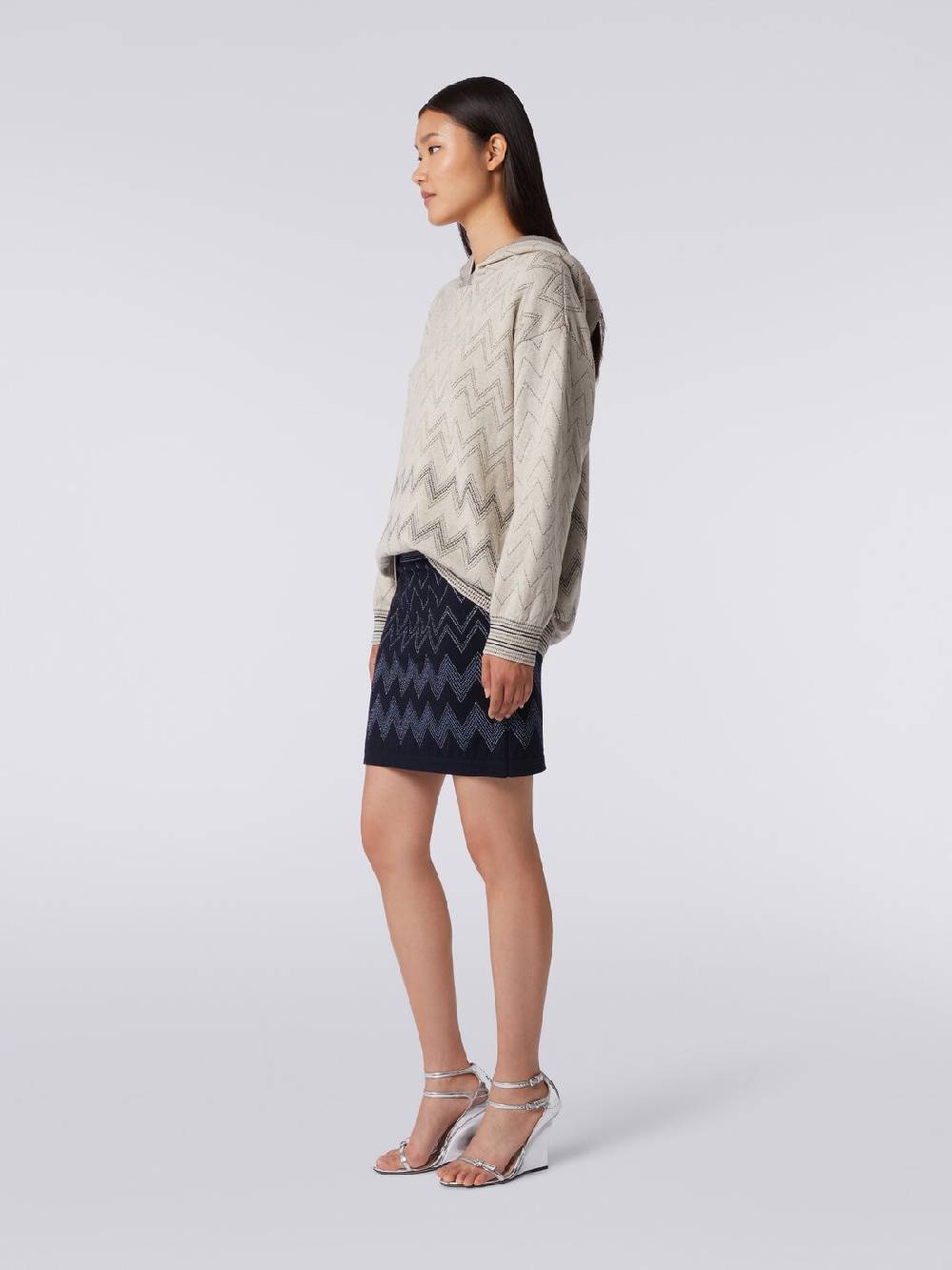 Missoni Minigonna in lana e viscosa zig zag con lurex Qualità Garantita