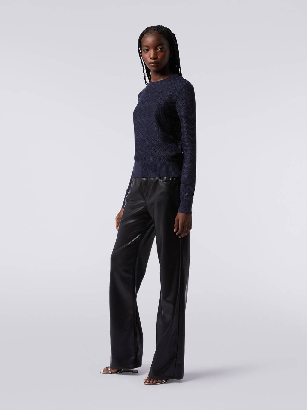 Missoni Pullover girocollo in viscosa e lana chevron Negozi Online