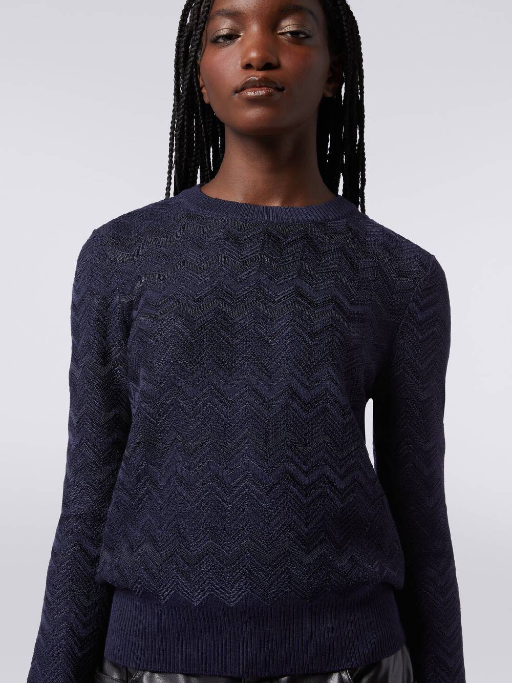 Missoni Pullover girocollo in viscosa e lana chevron Negozi Online