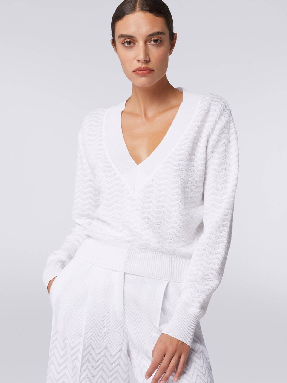 Missoni Pullover con scollatura a V in maglia zig zag Fino Al -60%