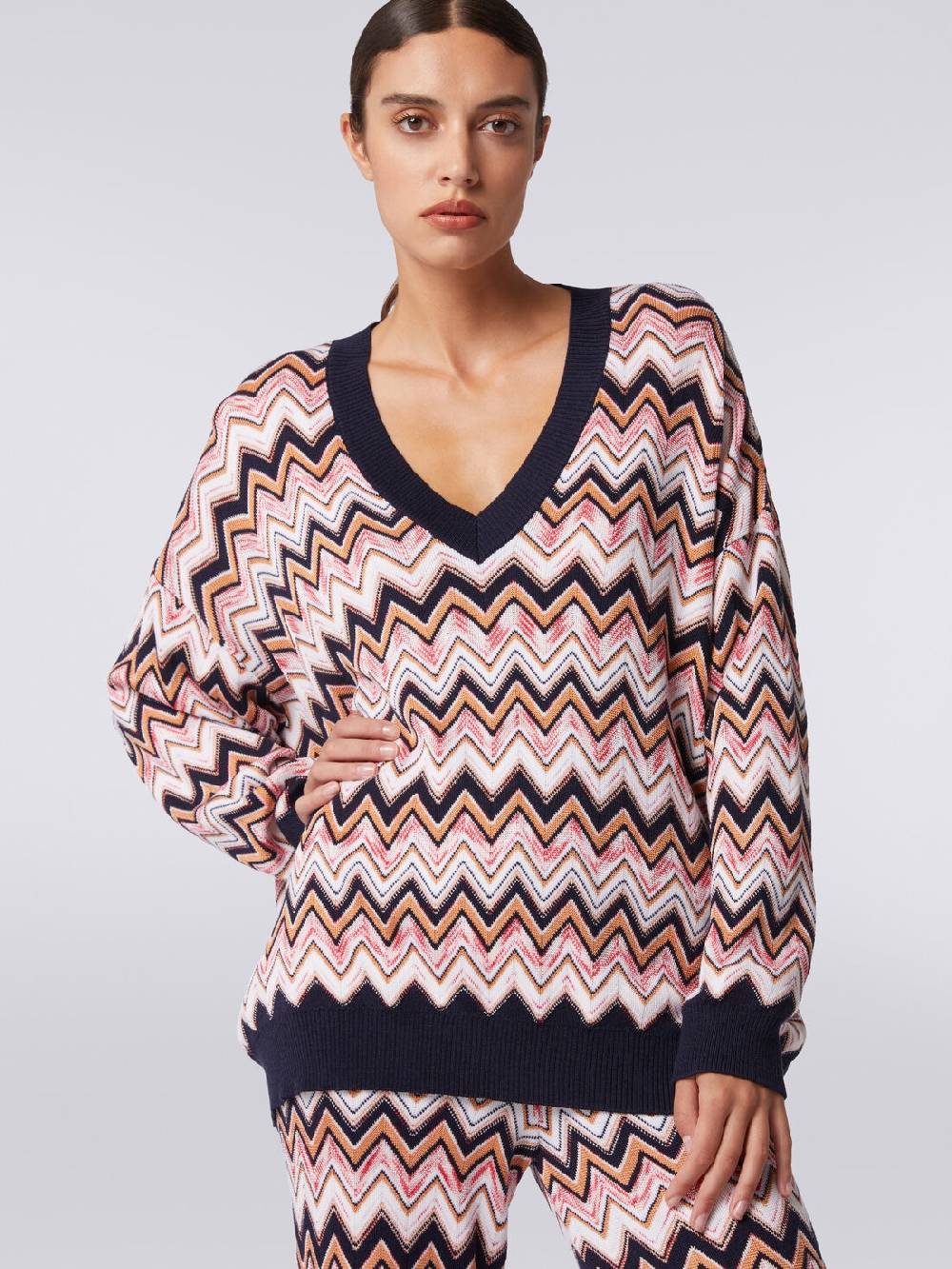 Missoni Maglia oversize zig zag con profili a contrasto Prezzo Ridotto