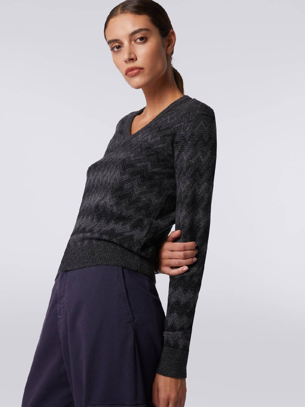 Missoni Pullover con scollo a V in cachemire con zig zag Presa