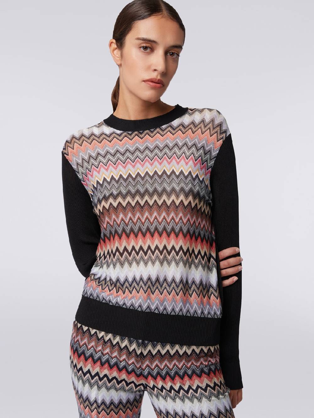 Missoni Pullover girocollo in viscosa zig zag Sconto