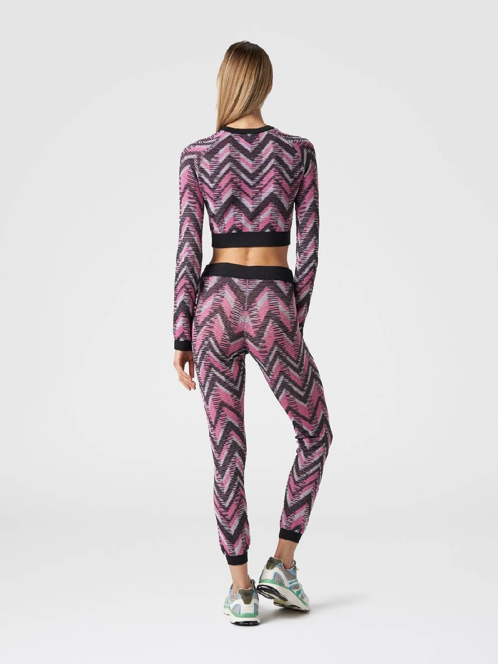 Missoni Crop top a maniche lunghe in maglia chevron con logo Outlet