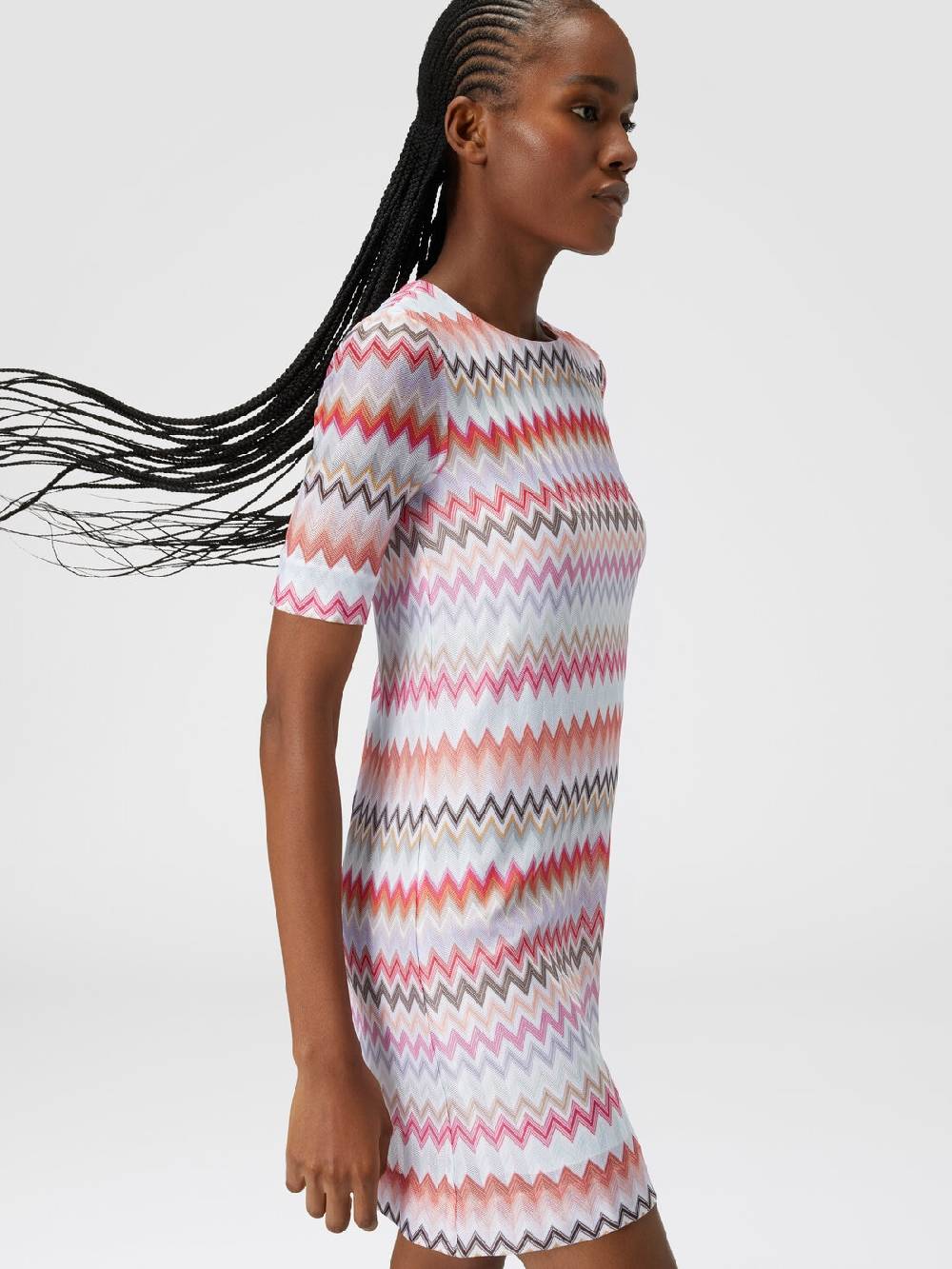 Missoni Abito a maniche corte in cotone e viscosa zig zag Saldi