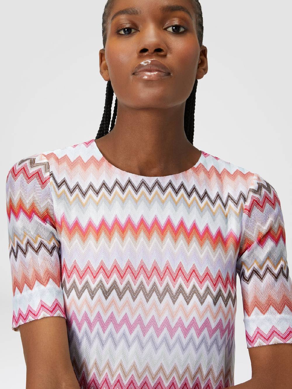 Missoni Abito a maniche corte in cotone e viscosa zig zag Saldi