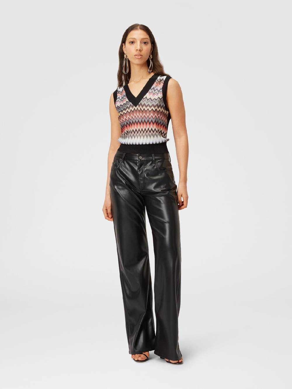 Missoni Gilet in maglia di viscosa zig zag con profili a contrasto