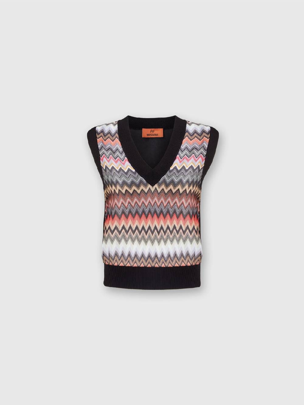 Missoni Gilet in maglia di viscosa zig zag con profili a contrasto Saldi Di Fabbrica