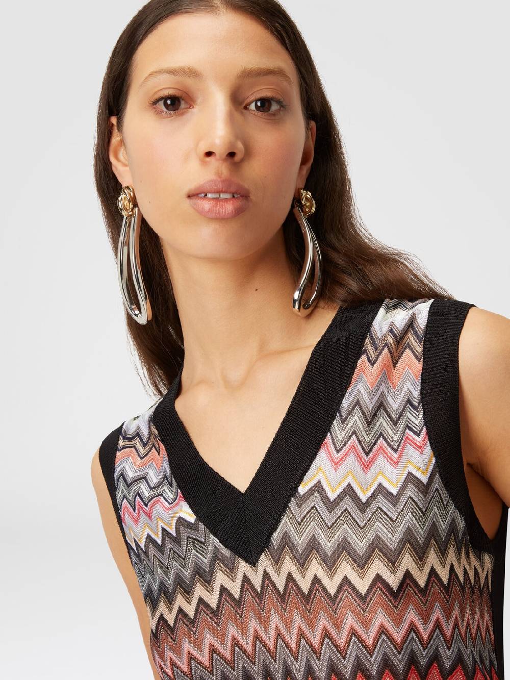 Missoni Gilet in maglia di viscosa zig zag con profili a contrasto Saldi Di Fabbrica