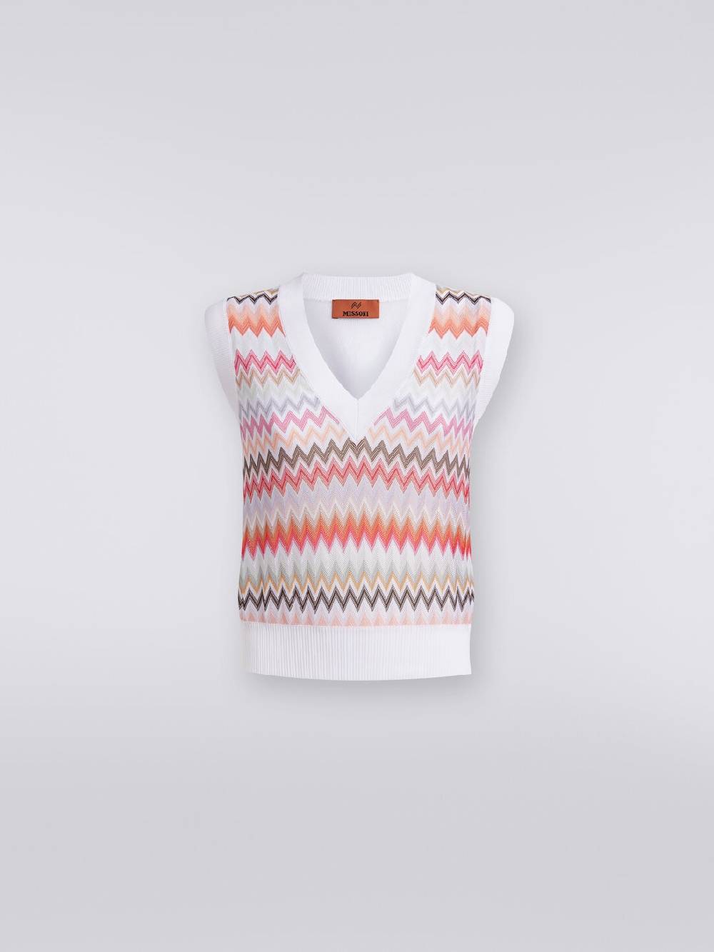Missoni Gilet in maglia di viscosa zig zag con profili a contrasto Nuova