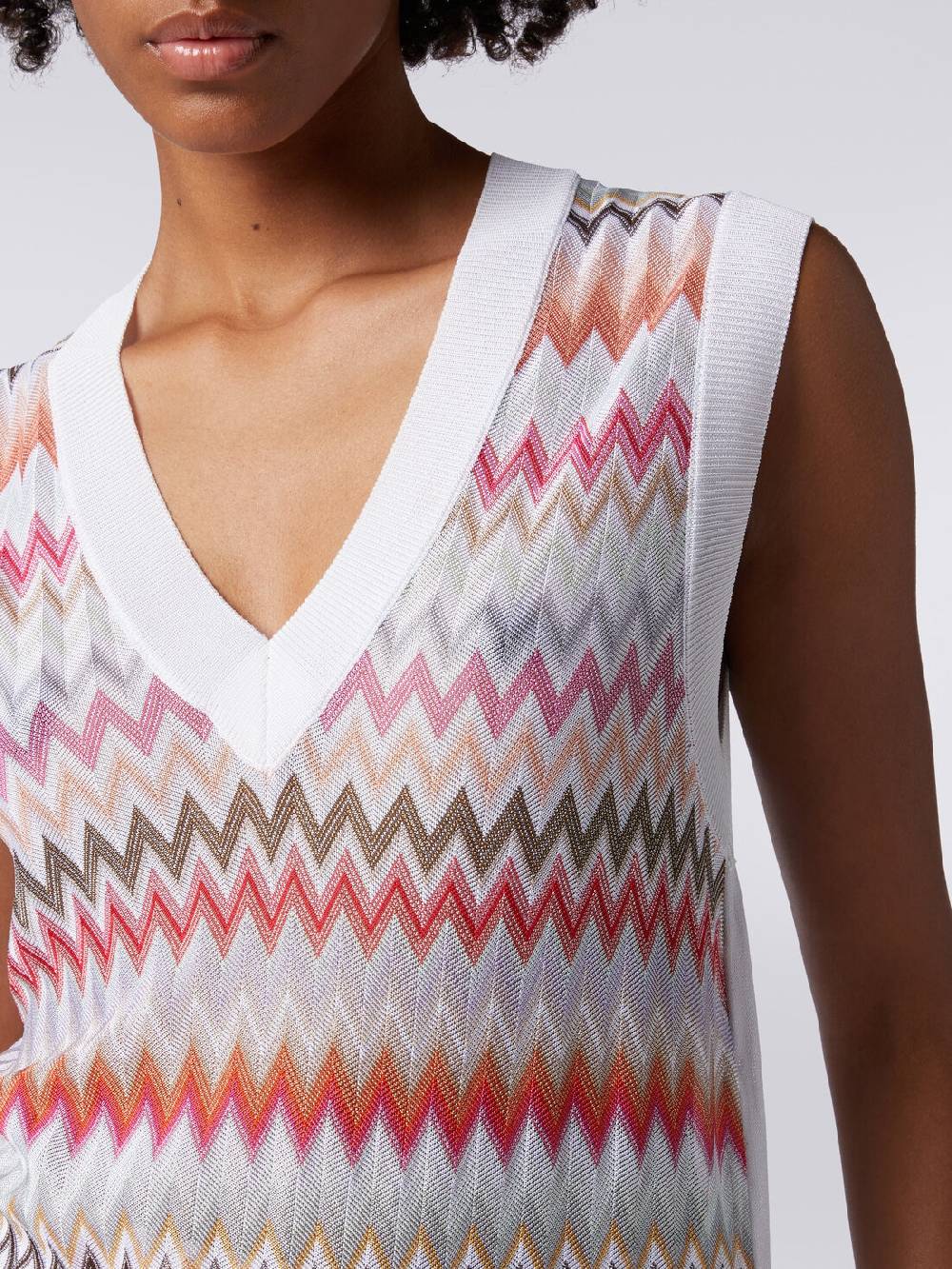 Missoni Gilet in maglia di viscosa zig zag con profili a contrasto Nuova