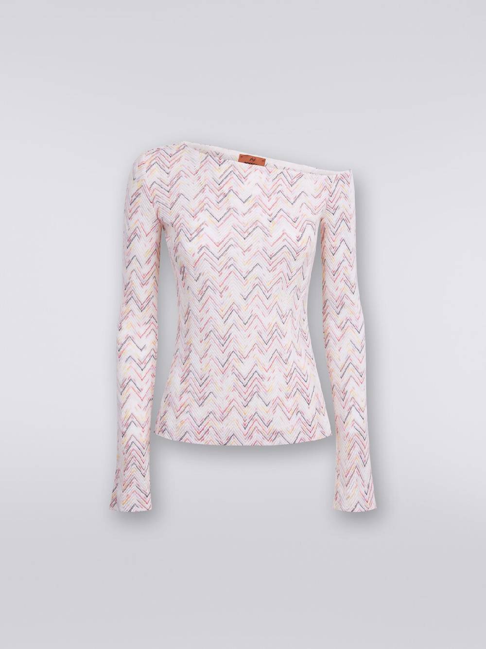 Missoni Pullover in lana e viscosa chevron con scollatura asimmetrica Moda