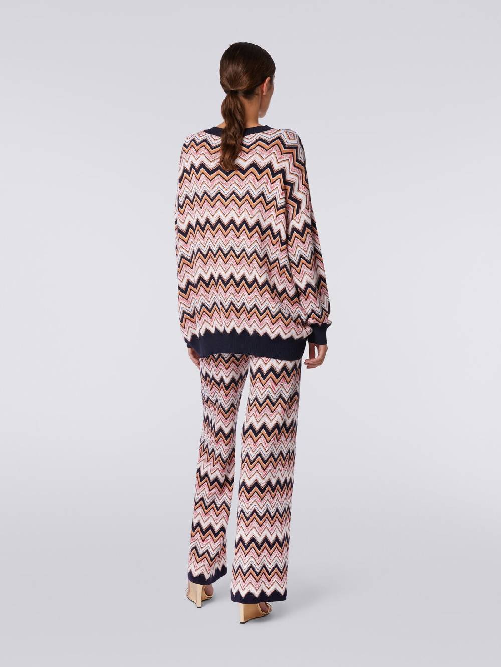 Missoni Pantaloni a palazzo in lana e viscosa chevron 2025