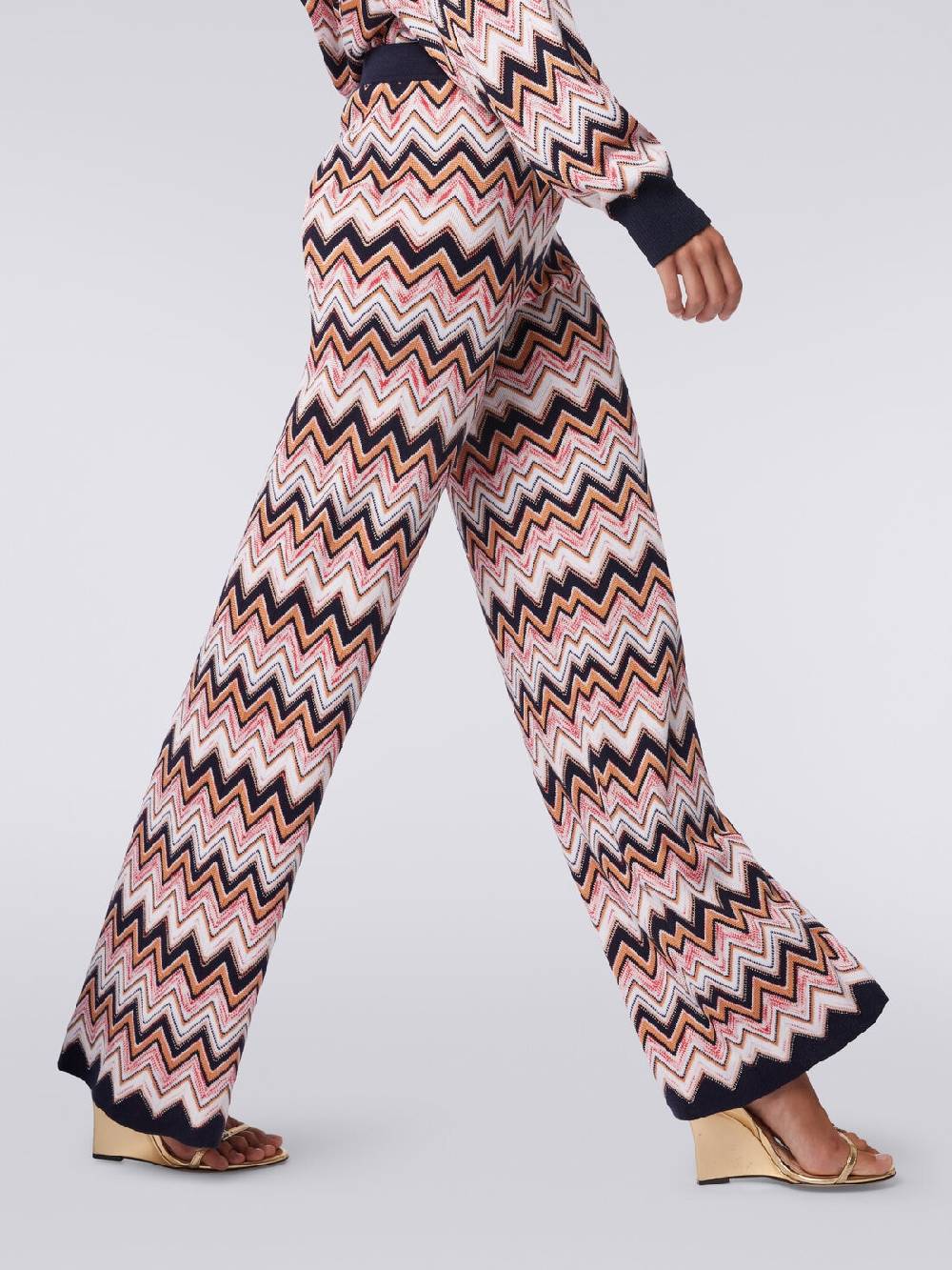 Missoni Pantaloni a palazzo in lana e viscosa chevron 2025