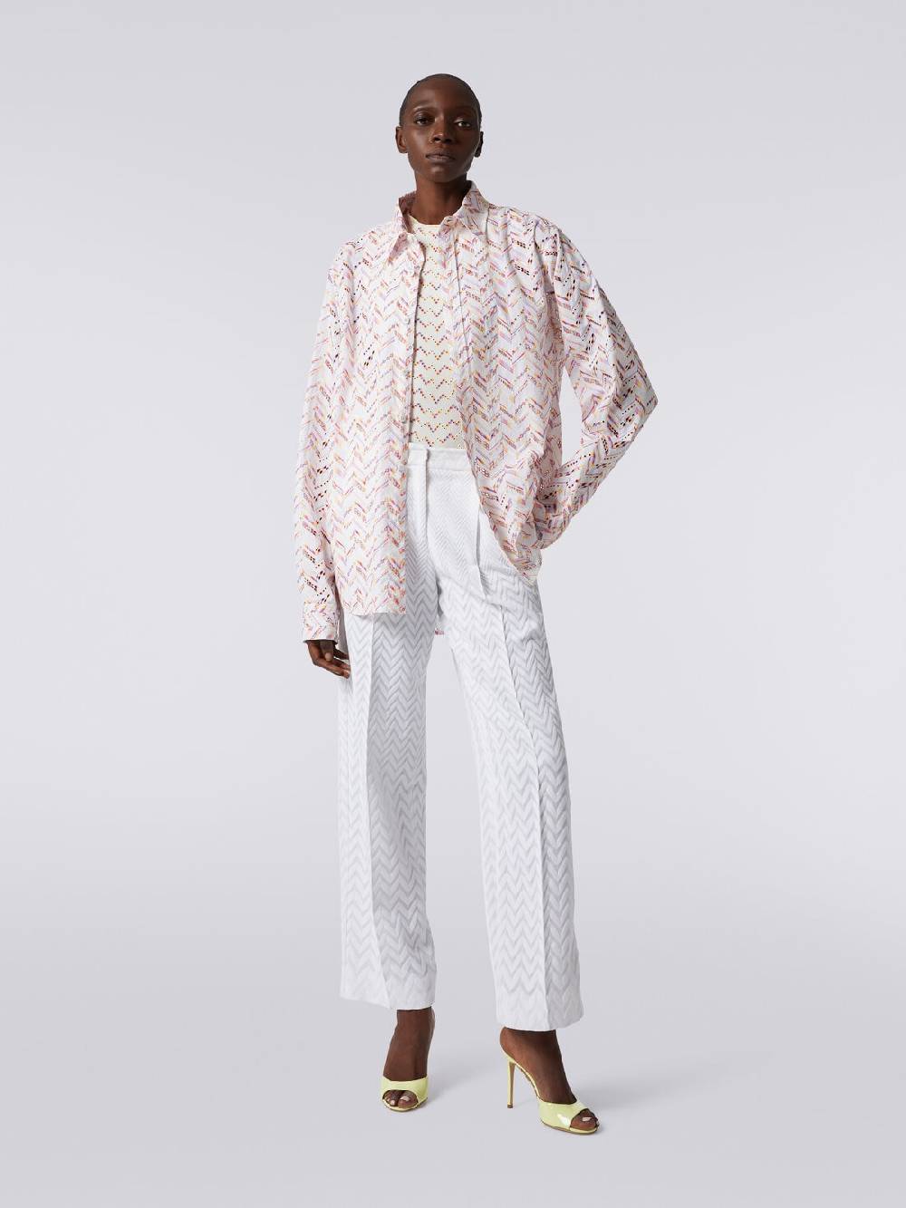 Missoni Camicia in popeline di cotone con pizzo sangallo