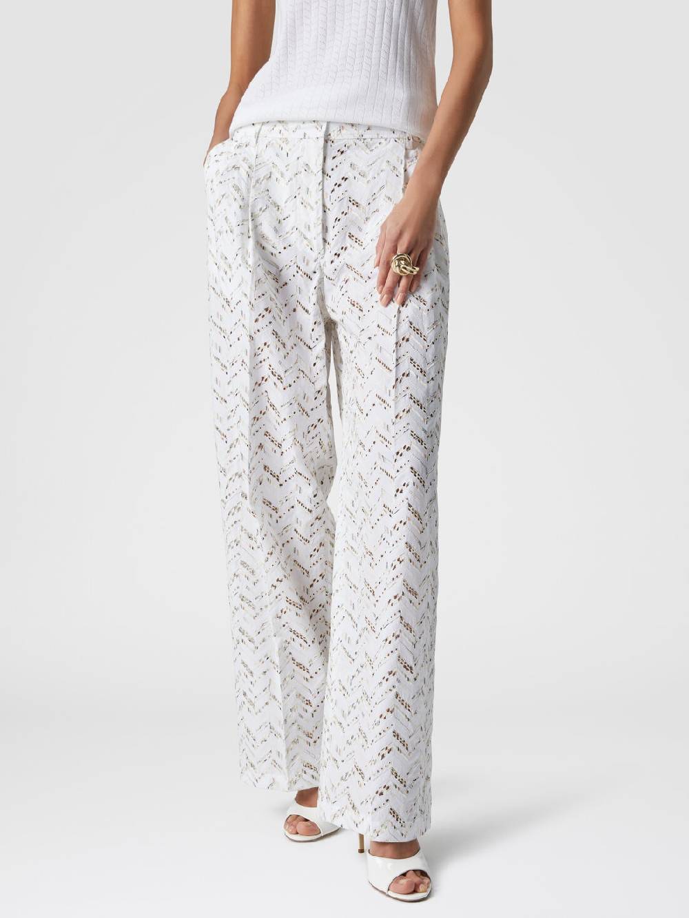 Missoni Pantaloni in popeline di cotone con pizzo sangallo In Linea