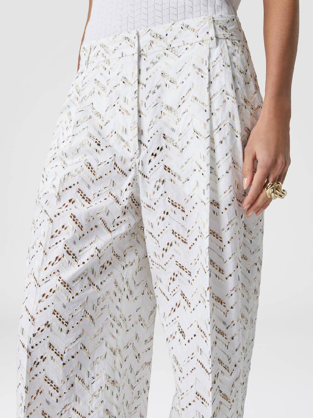 Missoni Pantaloni in popeline di cotone con pizzo sangallo In Linea