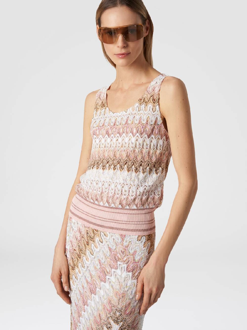 Missoni Canottiera in misto viscosa lamé con motivo a onde Nuovo