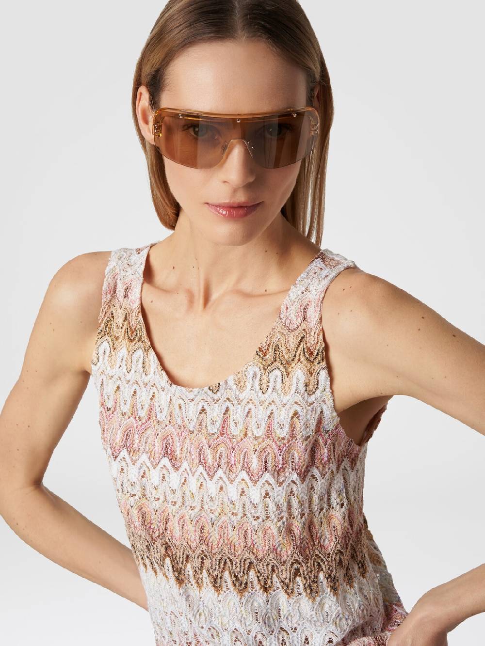 Missoni Canottiera in misto viscosa lamé con motivo a onde Nuovo