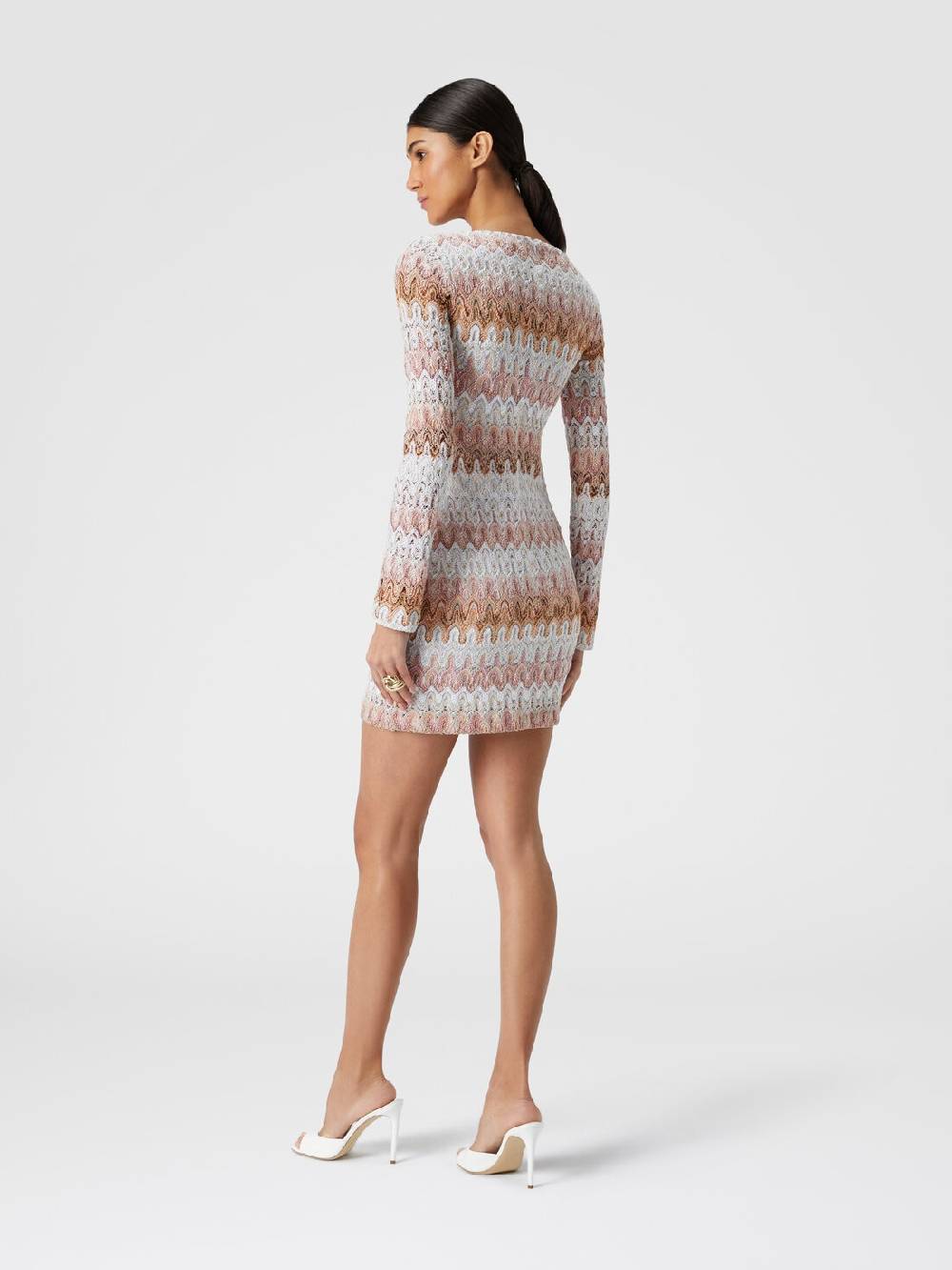 Missoni Mini-abito a maniche lunghe in misto viscosa motivo a onde Vendita