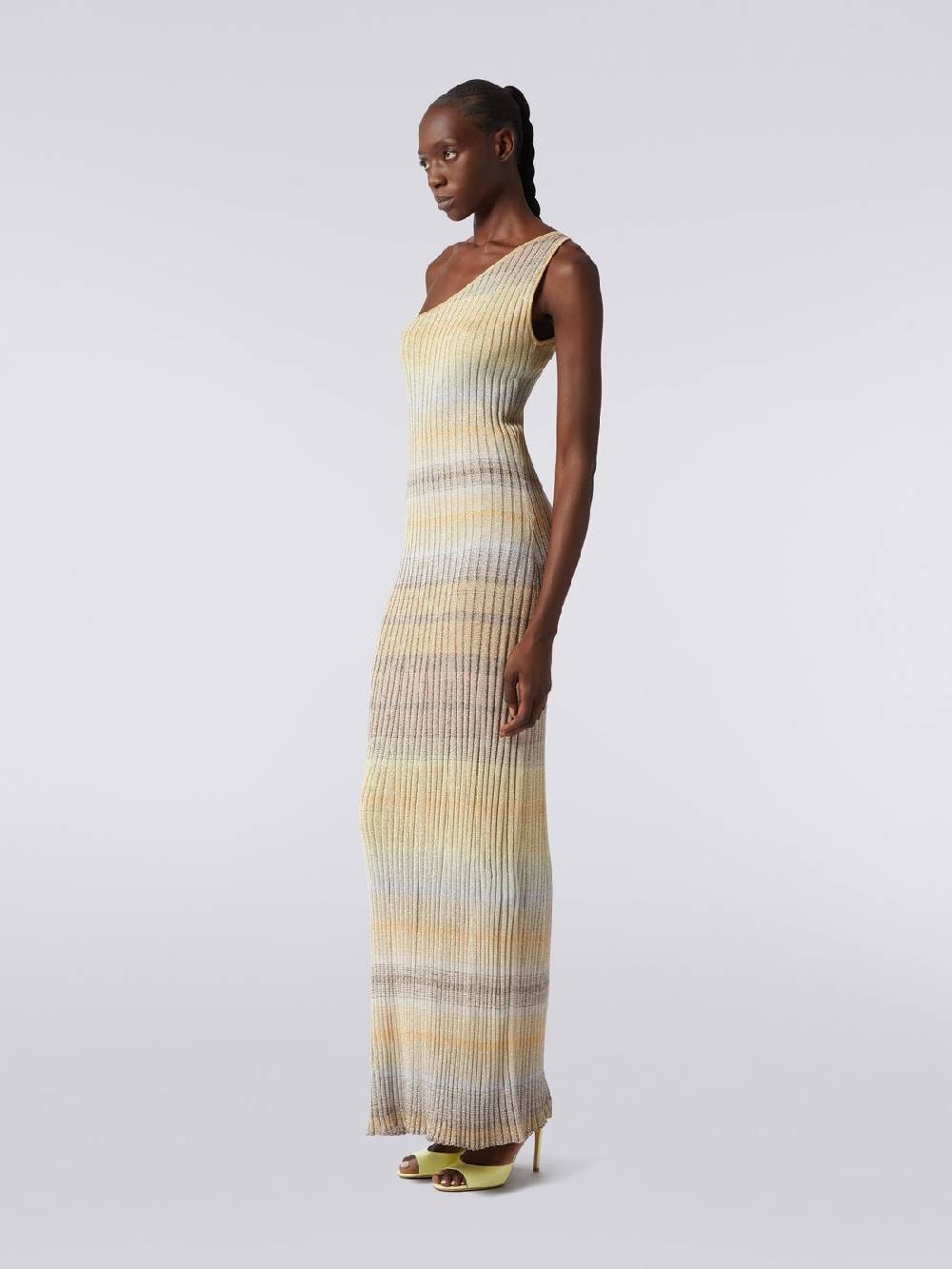Missoni Abito lungo monospalla a costine con lurex Promozione