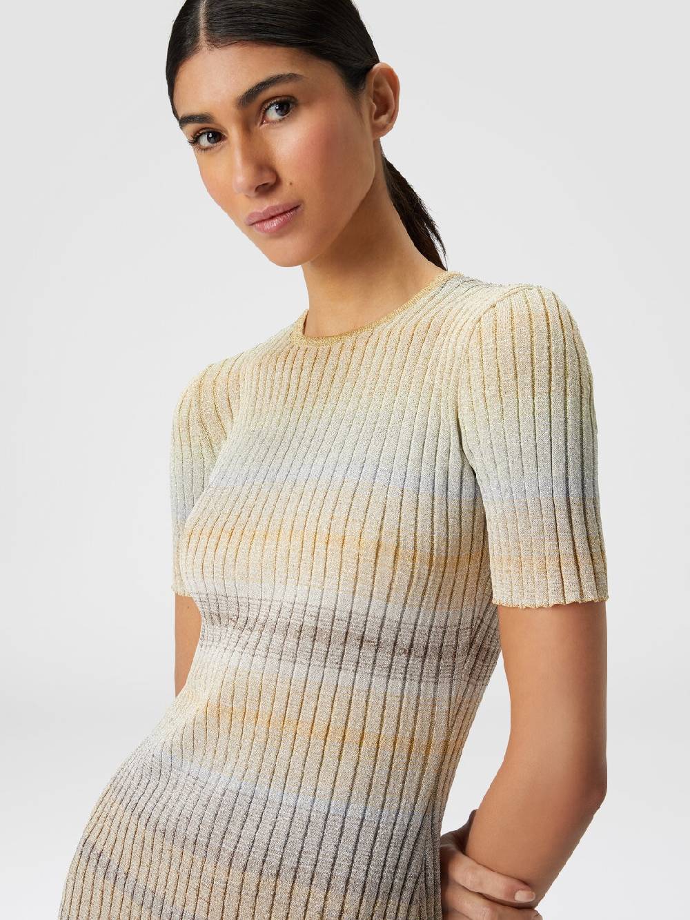 Missoni Mini-abito girocollo a costine con lurex Spedizione Gratuita