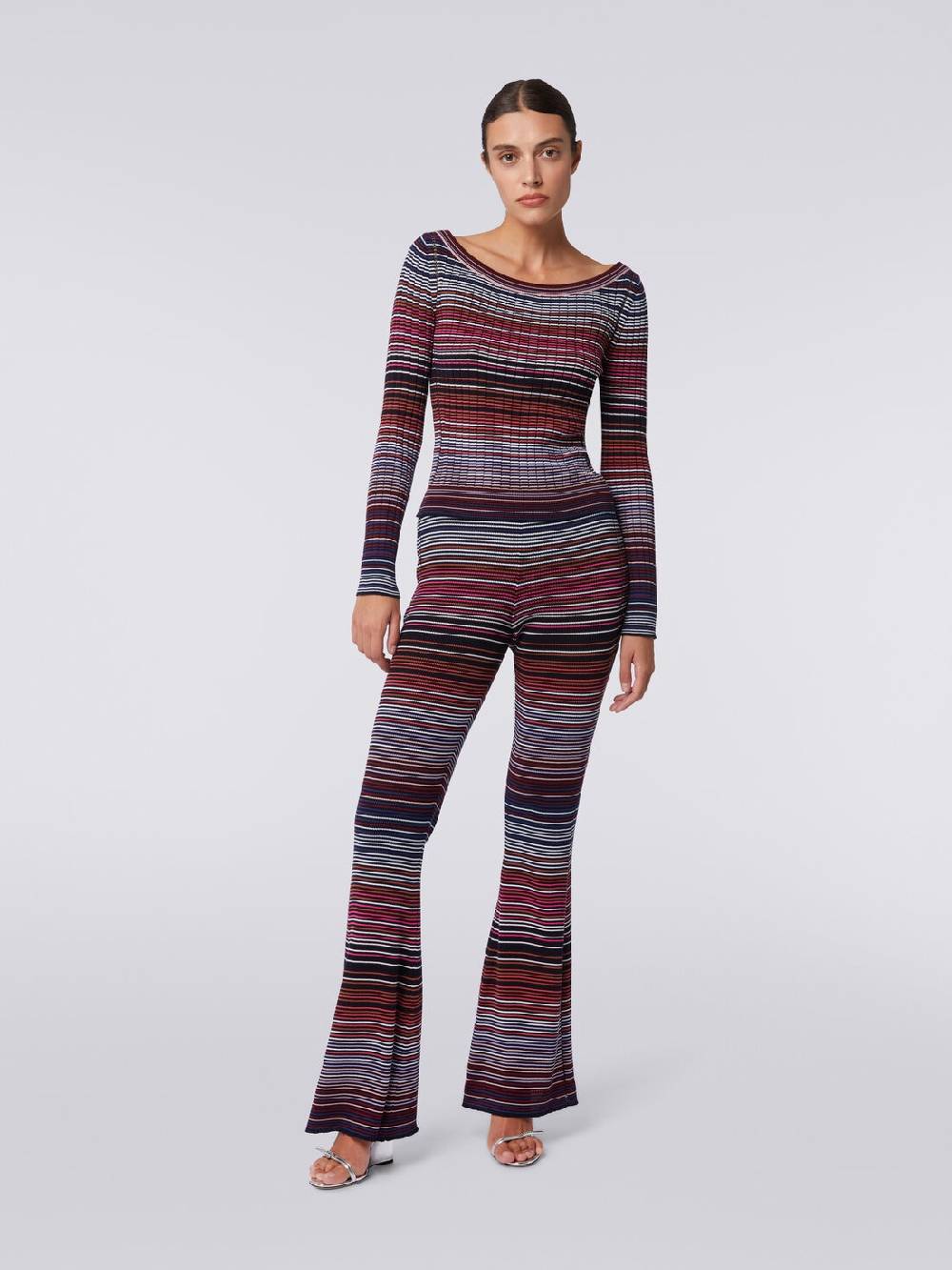 Missoni Pantaloni flare in maglia di cotone e viscosa a righe