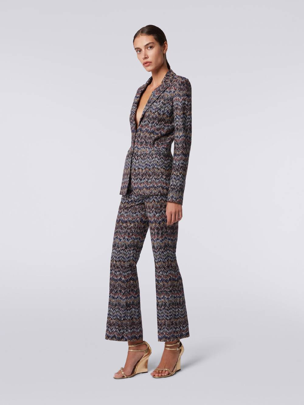 Missoni Pantaloni cropped in misto viscosa lamé zig zag Acquista Ora