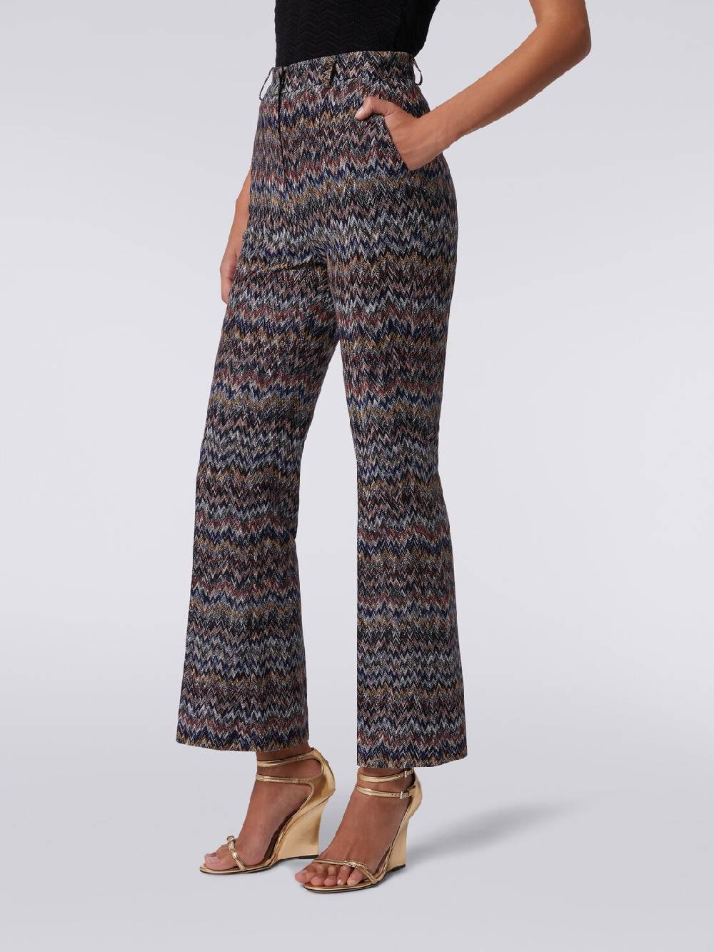 Missoni Pantaloni cropped in misto viscosa lamé zig zag Acquista Ora