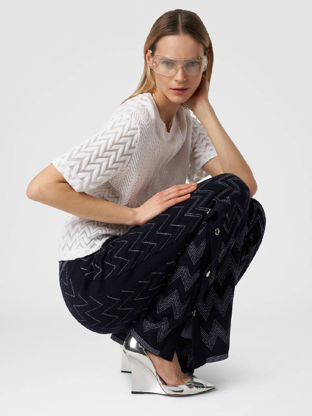 Missoni Joggers in lana e viscosa zig zag con lurex Online