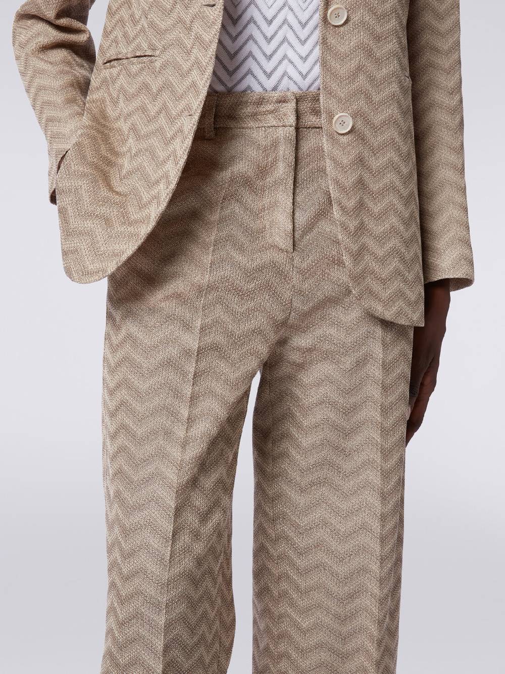 Missoni Pantaloni dritti in cotone chevron In Vendita